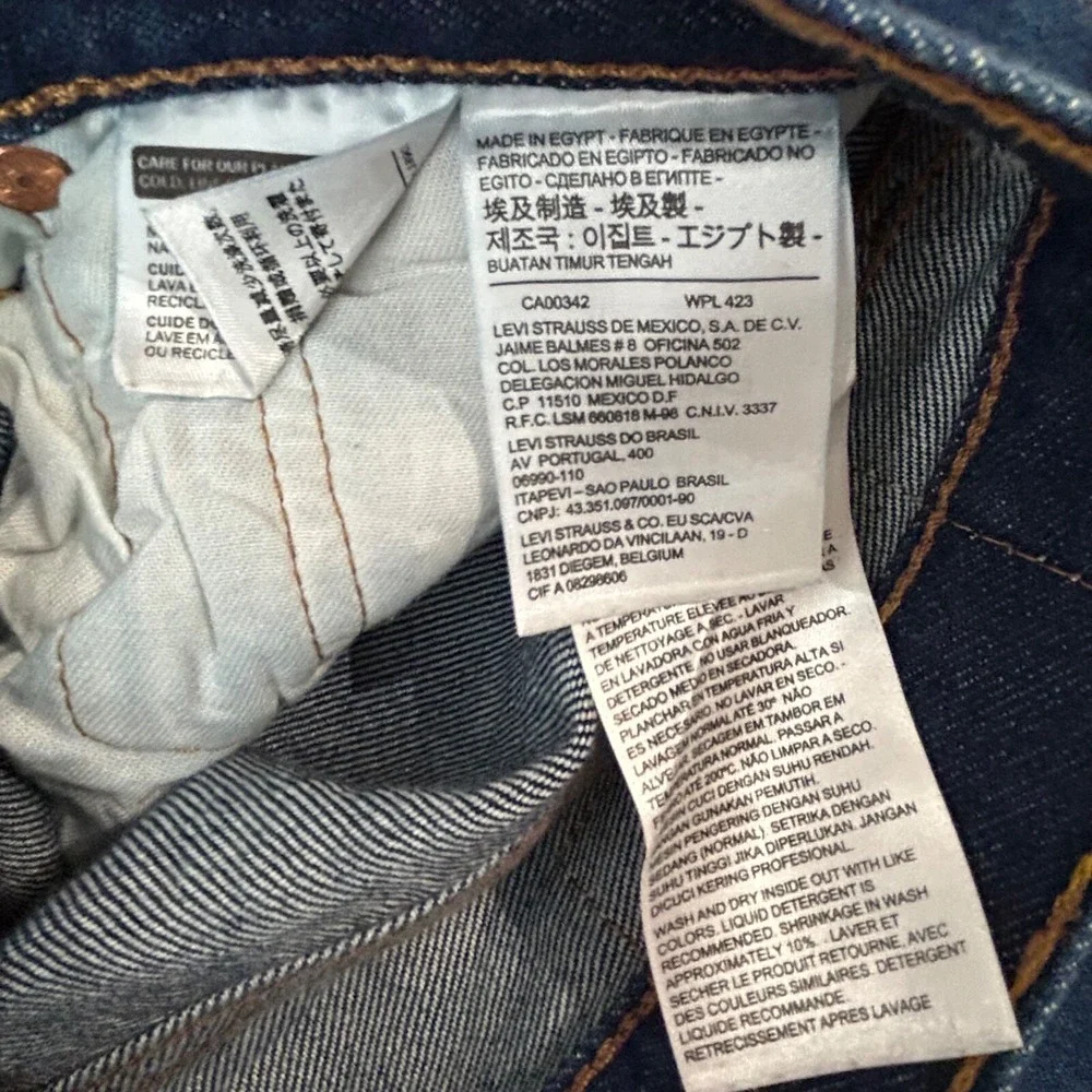 Levis 501 Denim Jeans 34x36‎ (32x32) Button Straight Dark Wash Blue Egypt Stiff